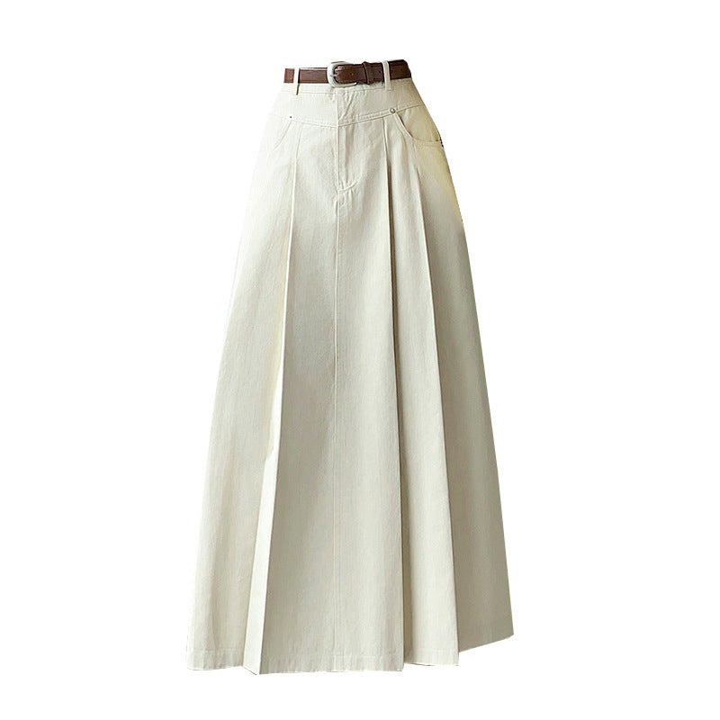 Denim Pleated Skirt