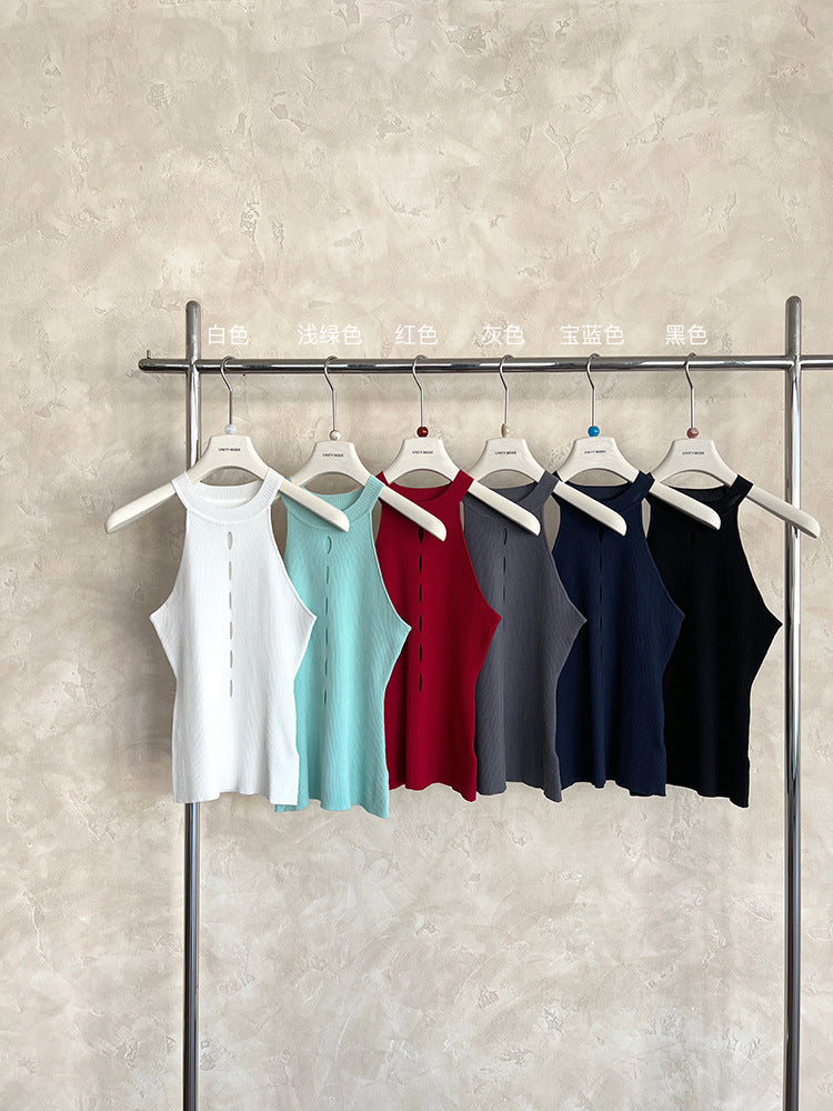 Sweet and cool cut-out stand-up collar vest