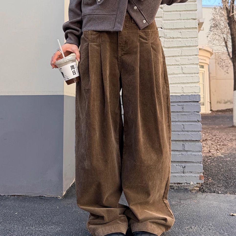 Corduroy wide-leg trousers