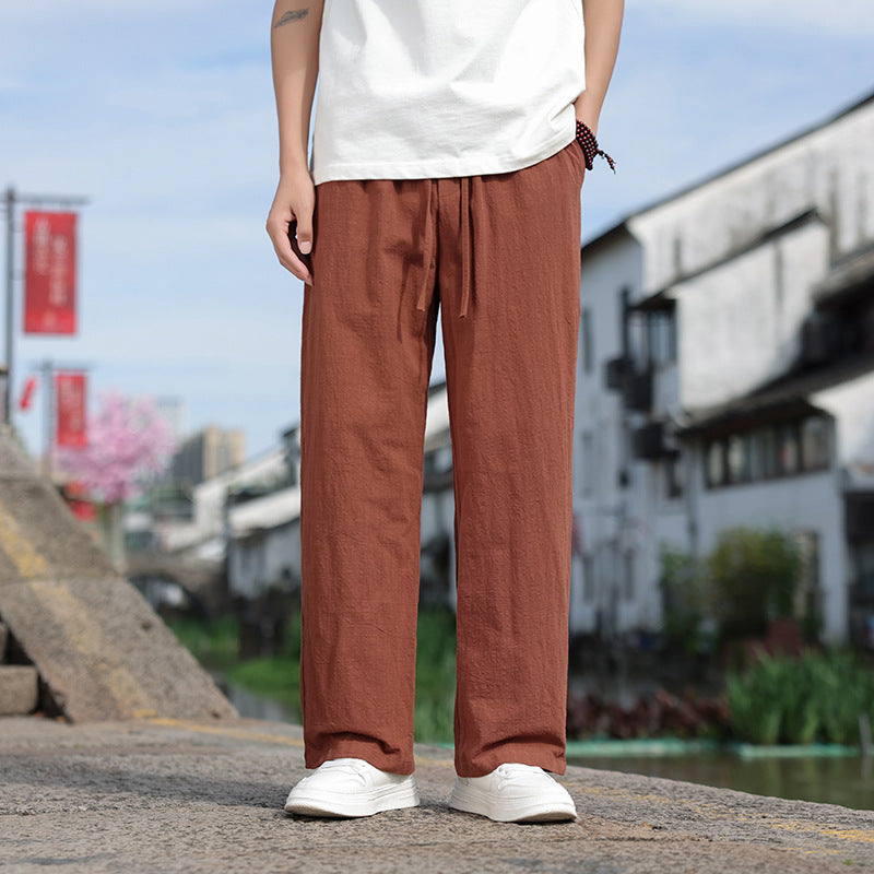 Men's Linen Casual Straight Trousers