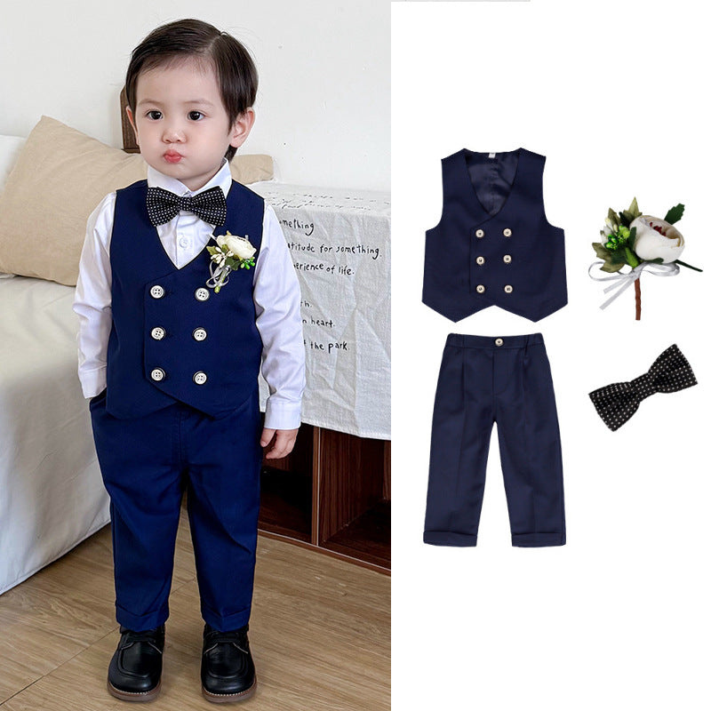 Boys' Formal Suit Set with Bow Tie and Corsage
