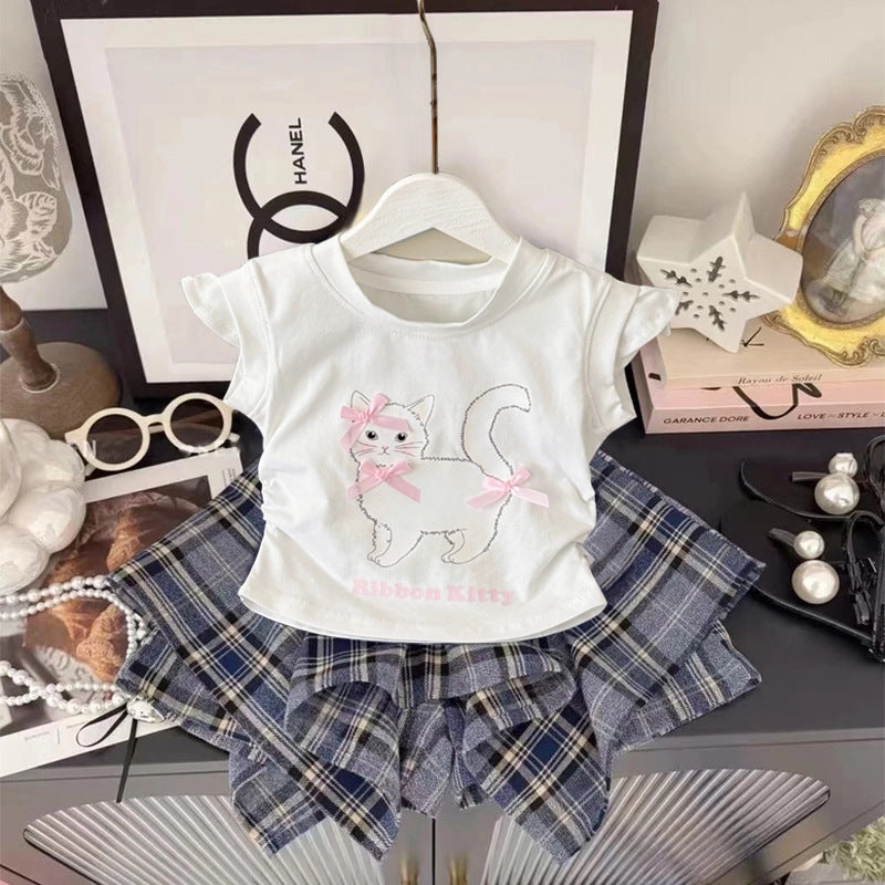 Girls' Cartoon Cotton Two-Piece Set
