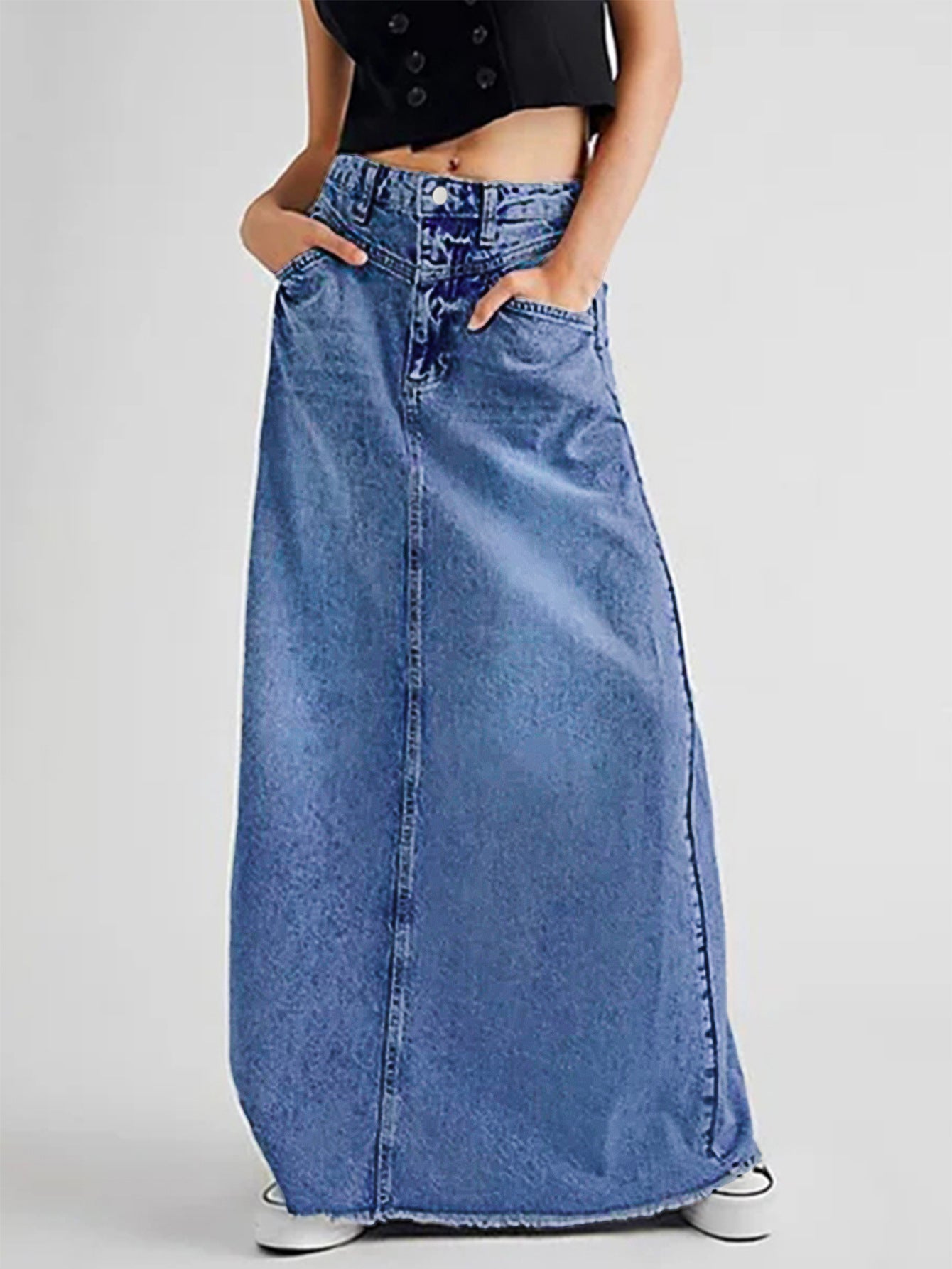 Retro denim skirt for women