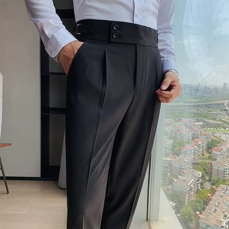Men's High Waist Straight Leg Trousers