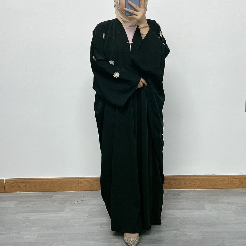 Elegant Bat-Sleeve Embroidered Cardigan Robe