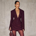 Solid-color deep V-neck dress suit