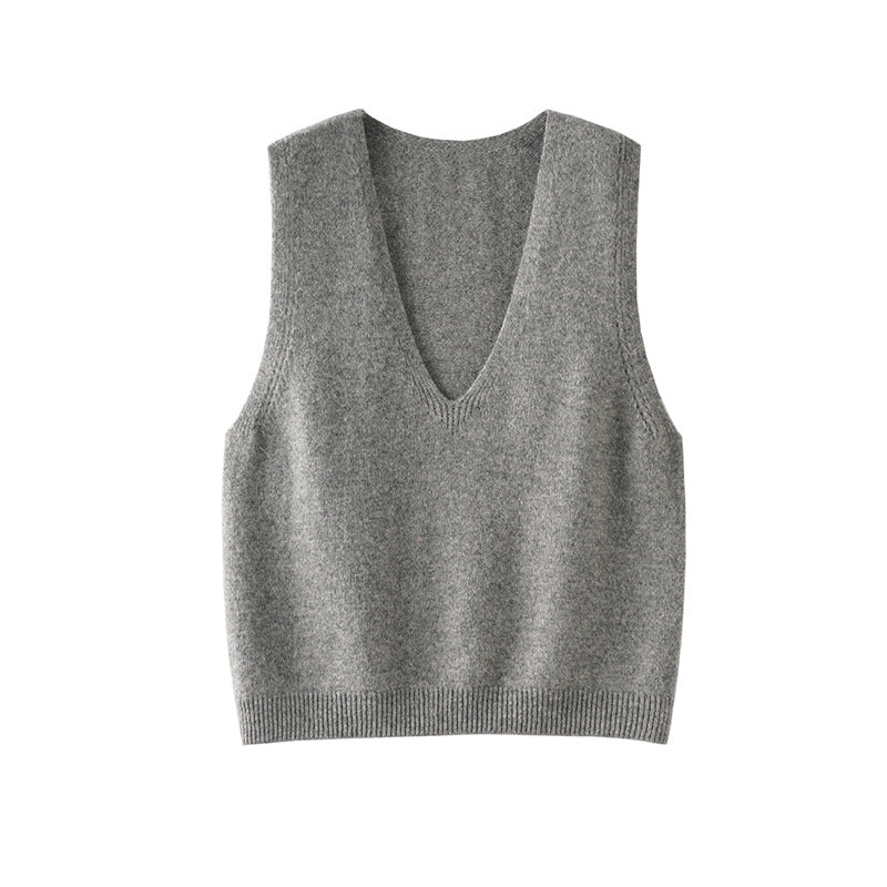 Women Seamless Wool Vest Pullover