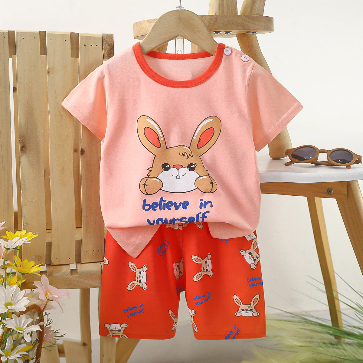 Children's Short Sleeve Cotton Two-Piece Set