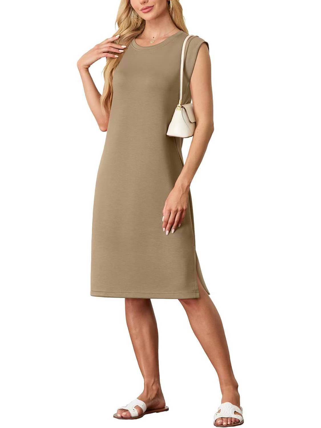 Fashion Solid Color Slit Dress