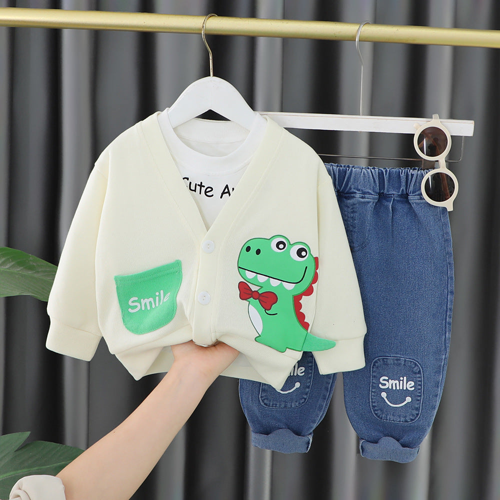 Children's clothes - Three-piece set cardigan, top, and pants