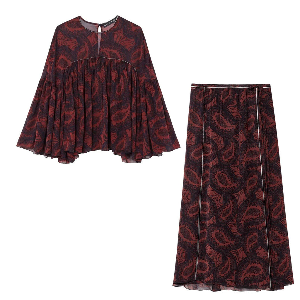 Women's Clothing Set - Two-piece set top and skirt