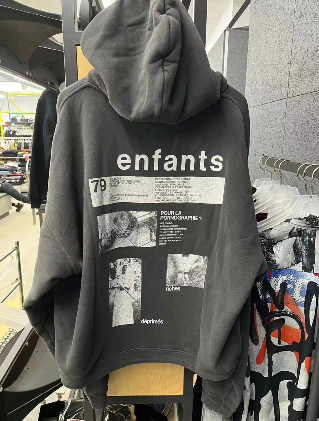 Loose Fit Distressed Hooded Sweatshirt
