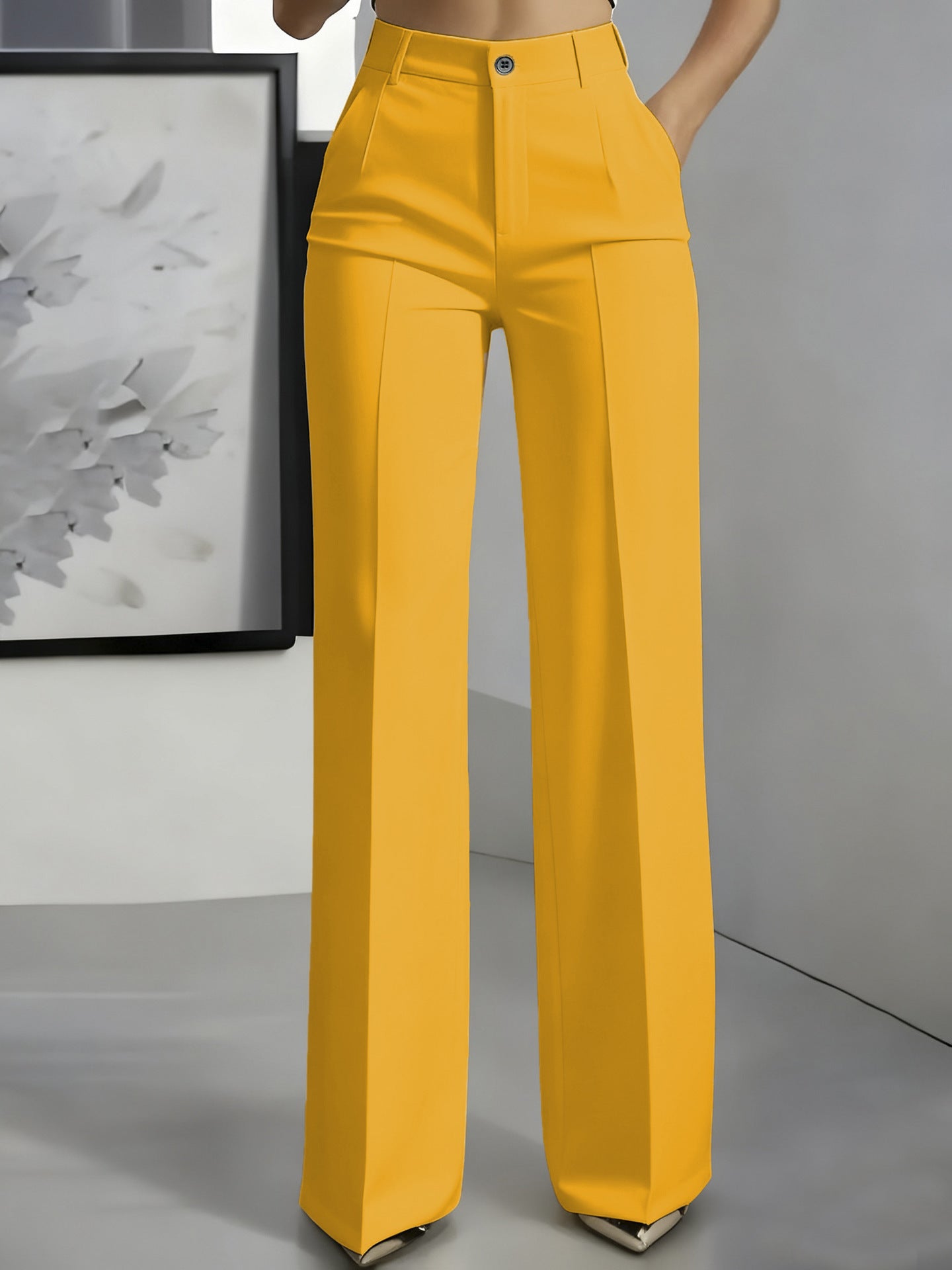 Women's High Waist Straight Leg Trousers