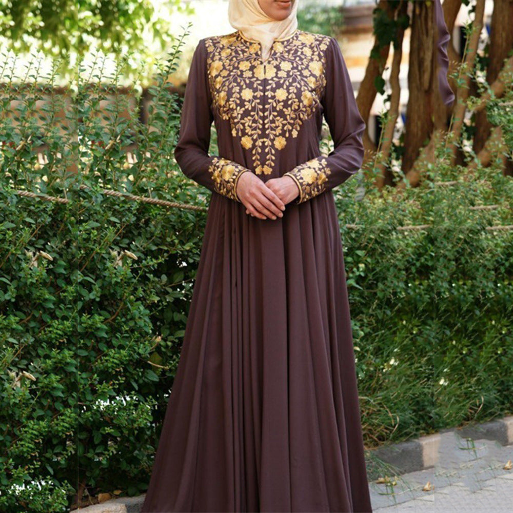 Printed fashionable long robe dress