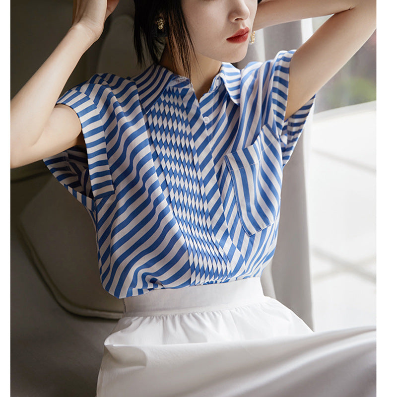 Women's Contrast Color Short Sleeve Shirt
