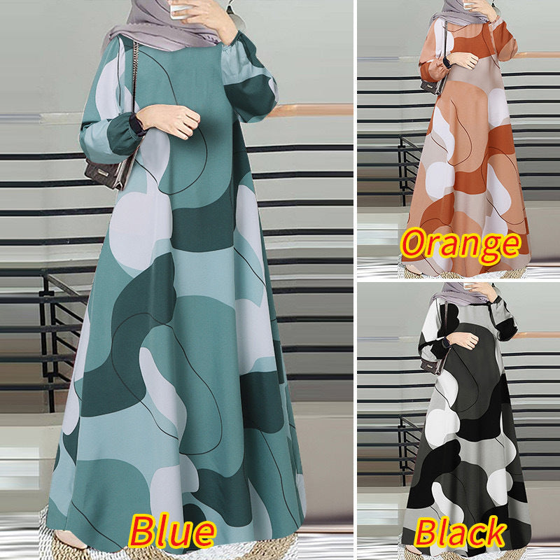 Long robe printed dress