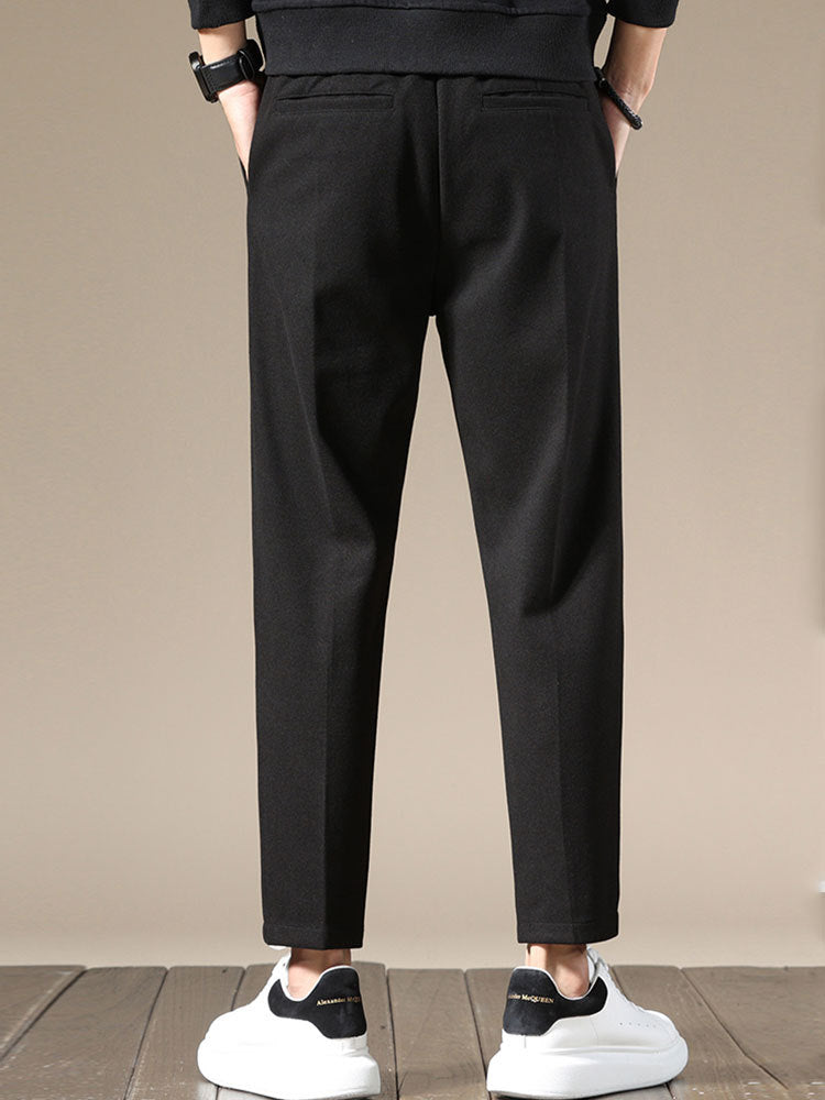 Men's Straight Leg Wool Casual Trousers