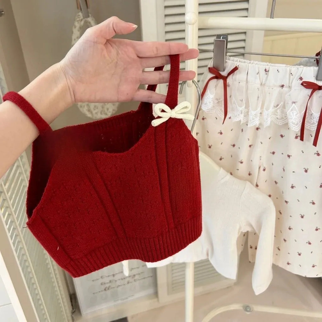 Girls' Knit Sleeveless Top and Wide Leg Pants Set