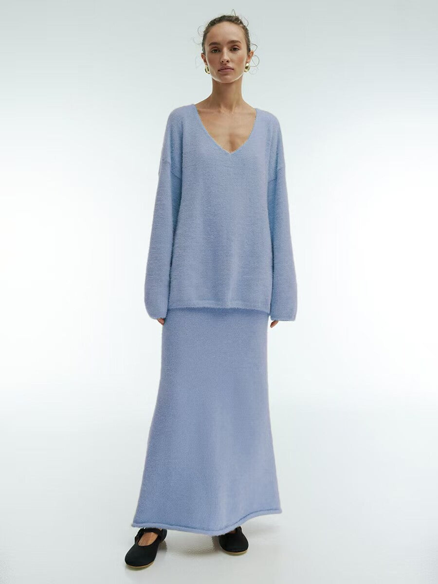 Knitted sweater and skirt set