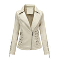 Solid-color women's leather coat