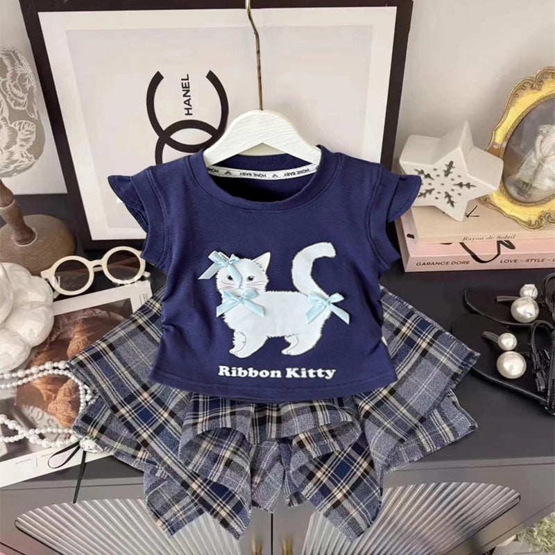 Girls' Cartoon Cotton Two-Piece Set