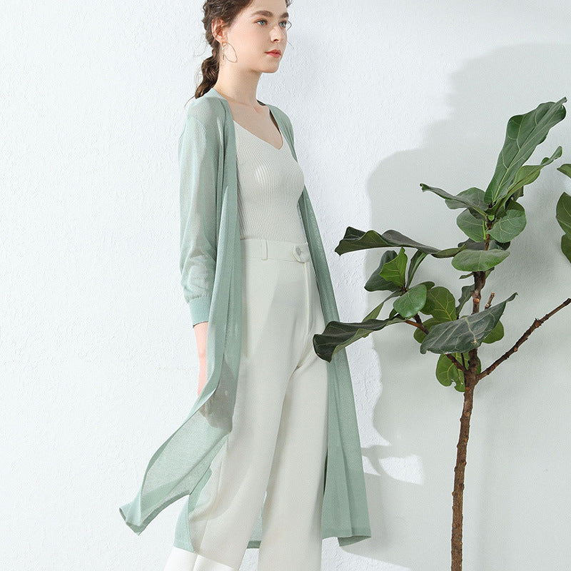 Women's Linen Ice Silk Knitted Cardigan