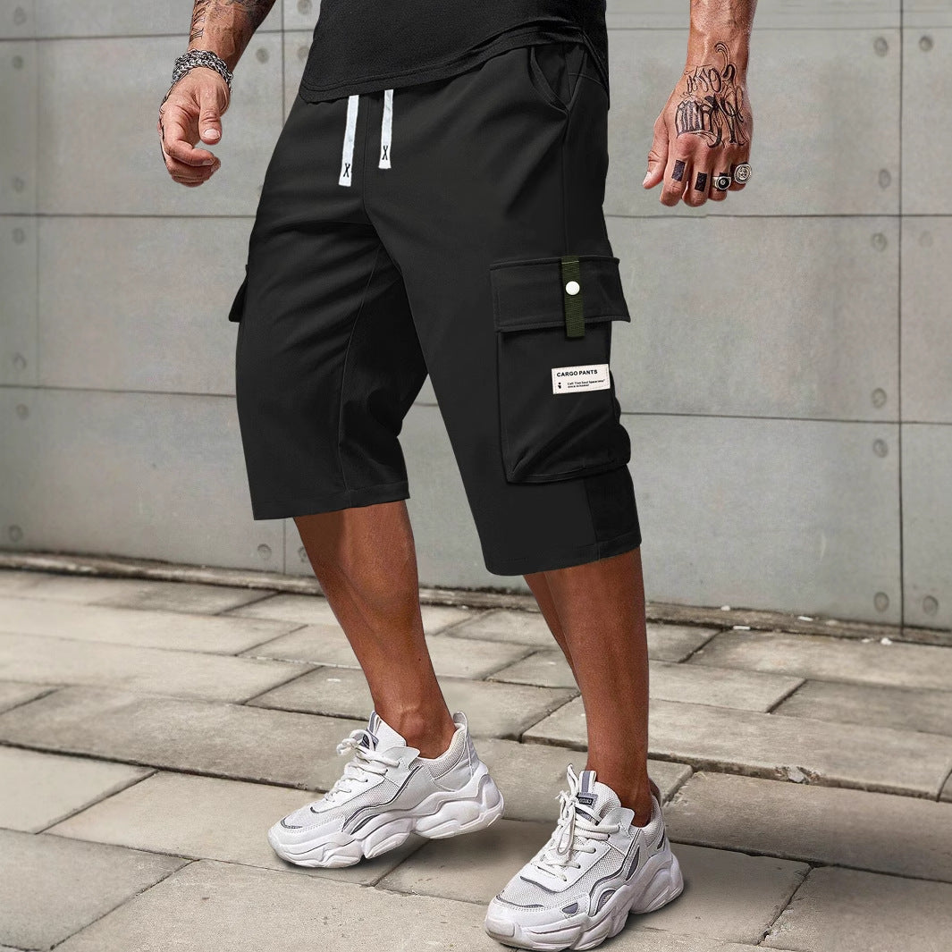 Men's Summer Cargo Shorts Straight Cropped Pants