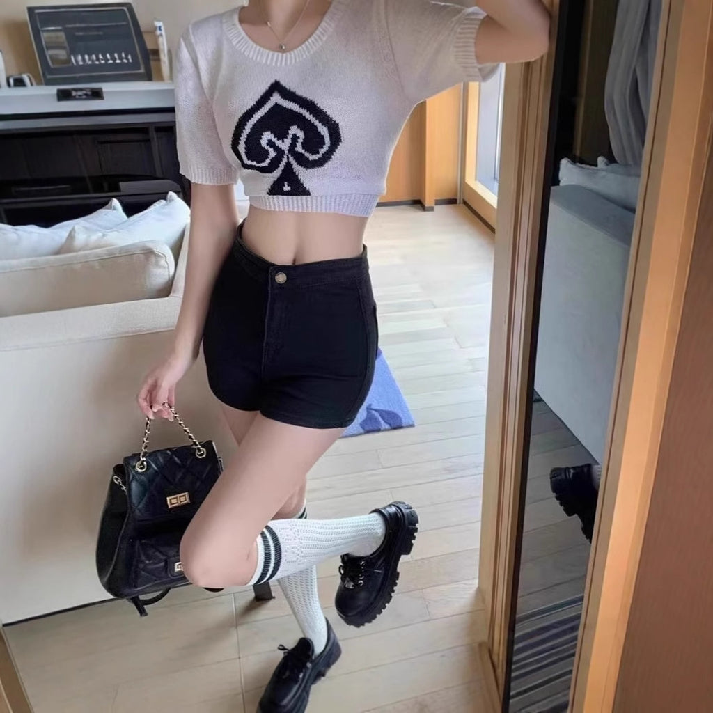 High Waist Denim Shorts A-shaped Slim Fit Hot Pants