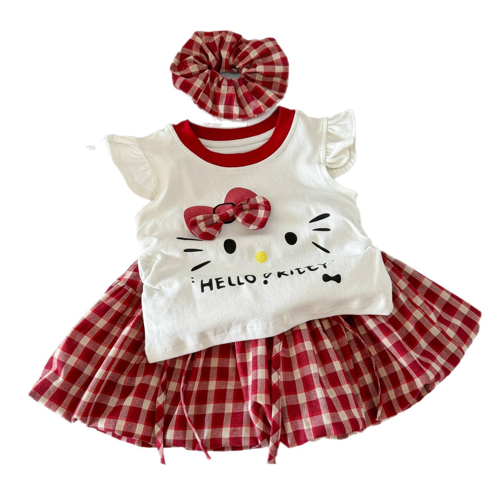 Girls' Bow Sleeve Top and Skirt Set
