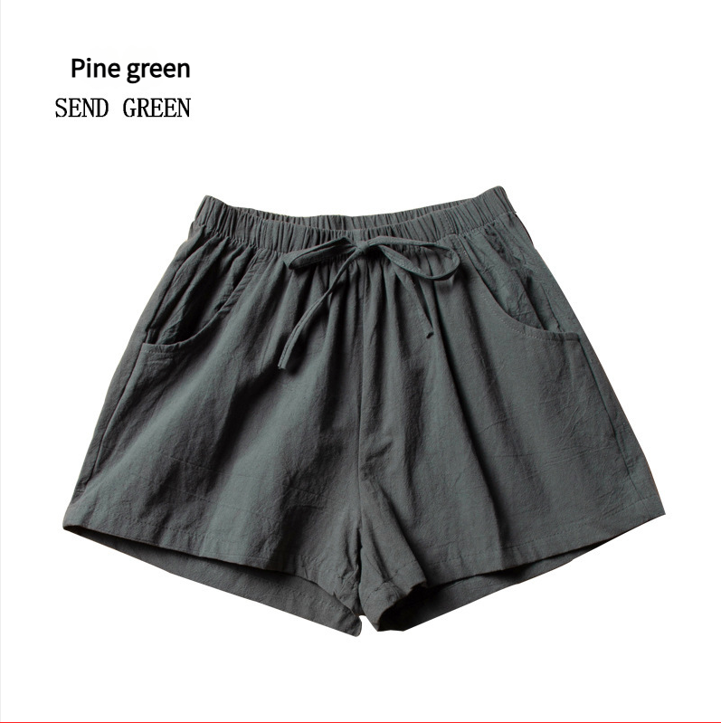 Summer loose wrinkled linen short pants for women