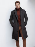 Men's Mid-Length Solid Color Windbreaker Coat