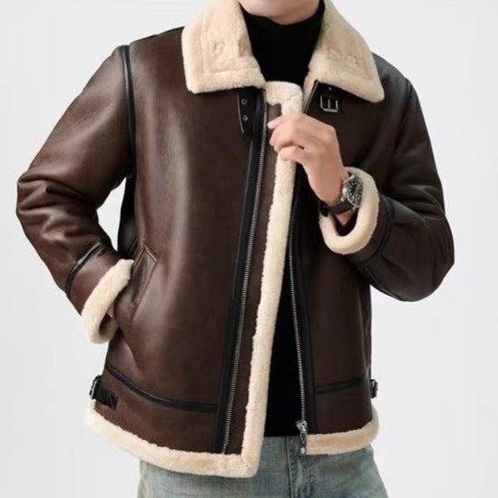Men's Faux Leather Winter Jacket