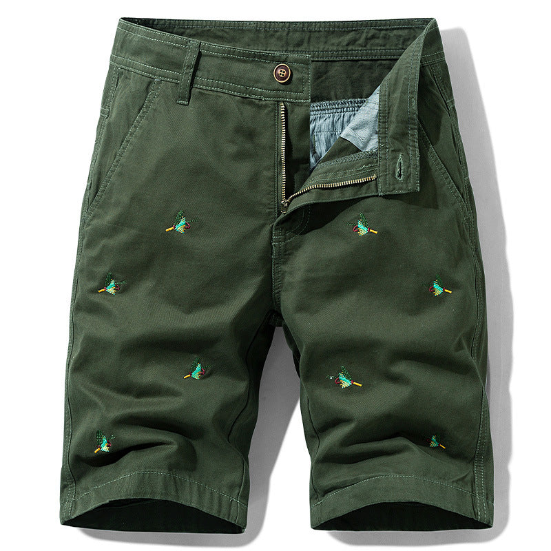 Men's Cotton Embroidered Casual Shorts