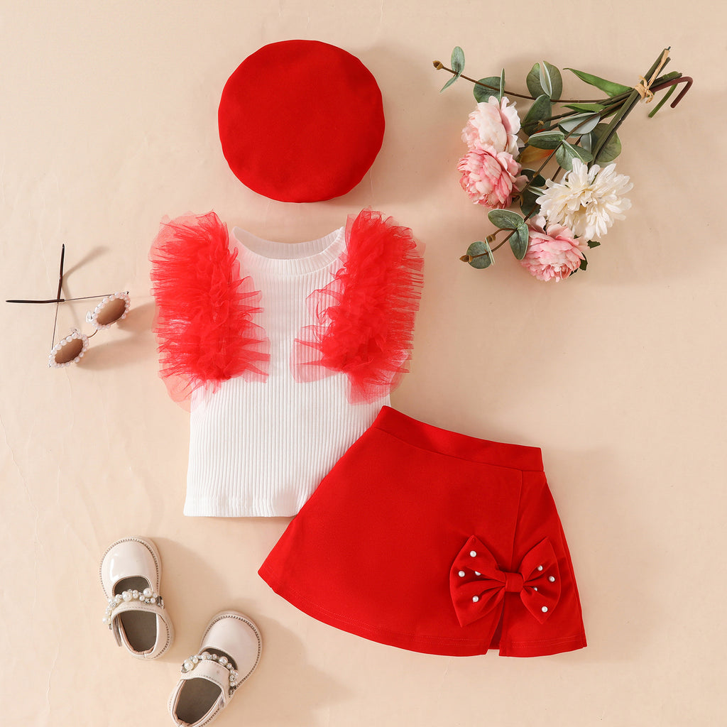 Toddler Girls' Sleeveless Bow Outfit Set