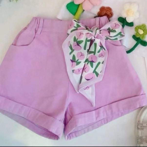 Girls' Floral Short Sleeve and Shorts Two-Piece Set