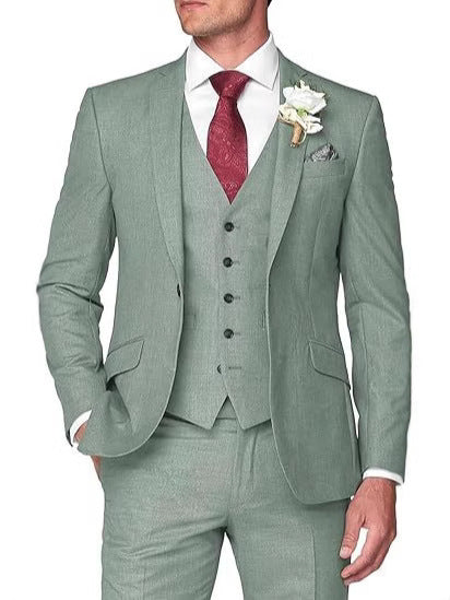 Men's Three-Piece Slim Fit Suit for Business and Wedding