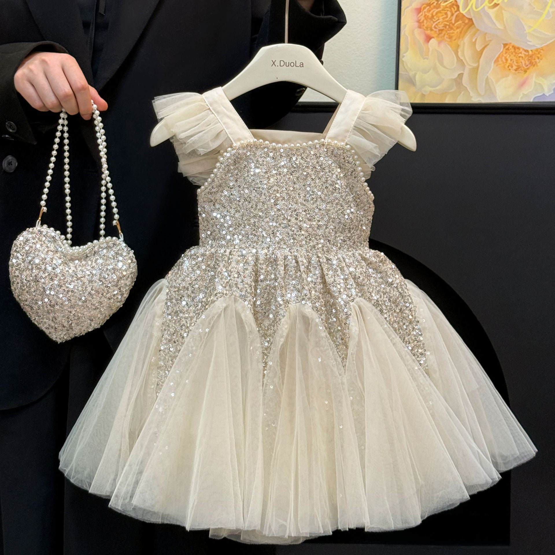 Girl's Champagne Princess Yarn Dress
