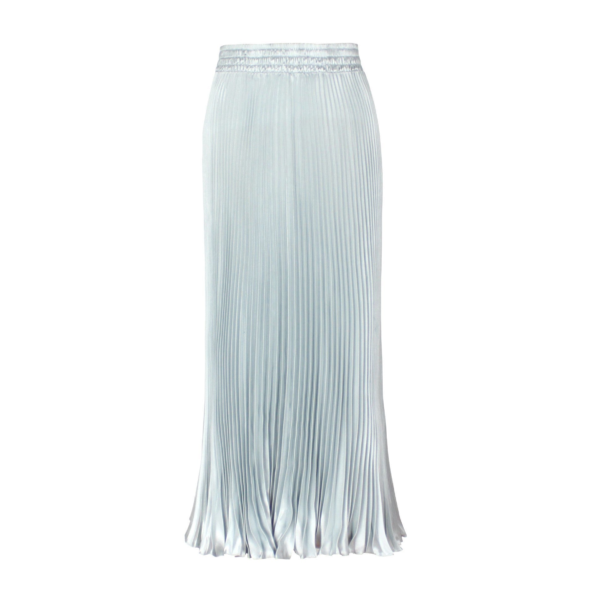 Satin Pleated Midi Skirt High Waist