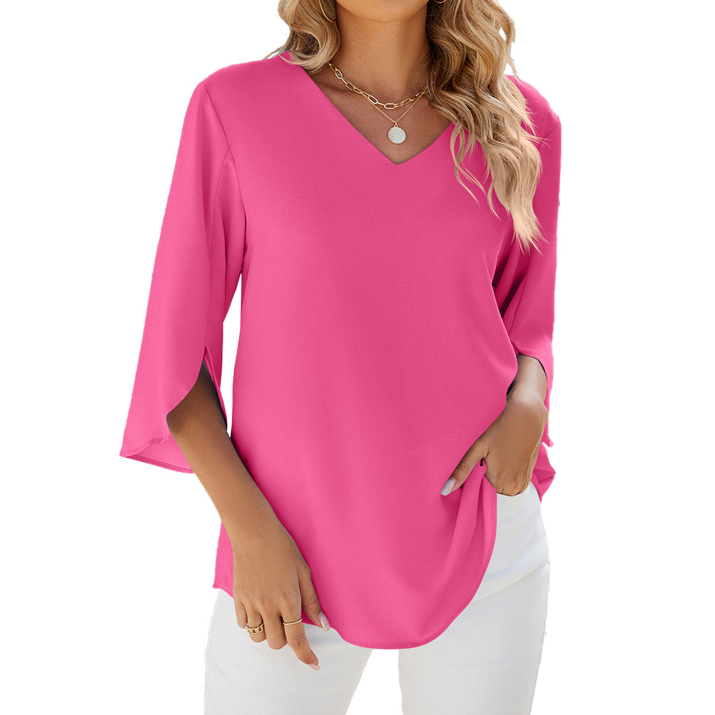 Women's V-Neck Loose Chiffon Shirt