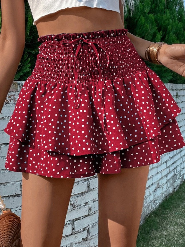 Printed Wide-leg High Waist Casual Shorts