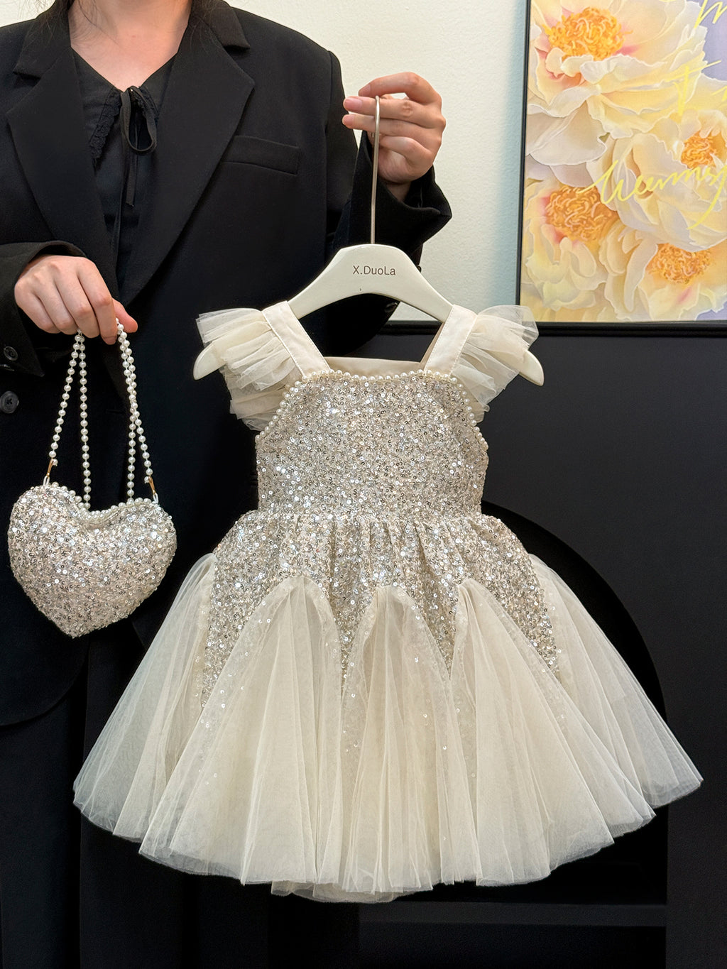 Girl's Champagne Princess Yarn Dress