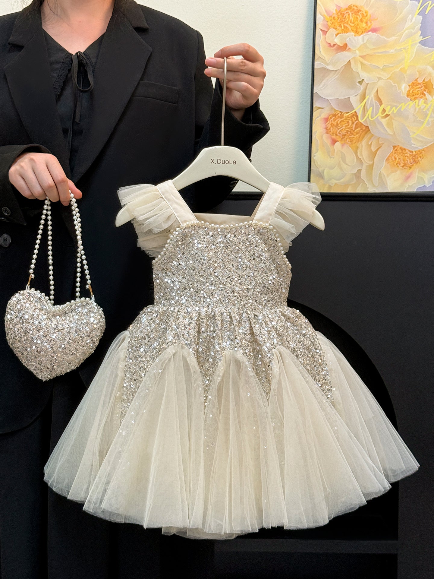 Girl's Champagne Princess Yarn Dress