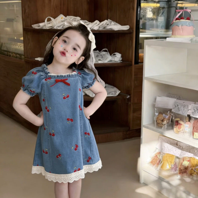 Girl's Summer Denim Jumper Dress