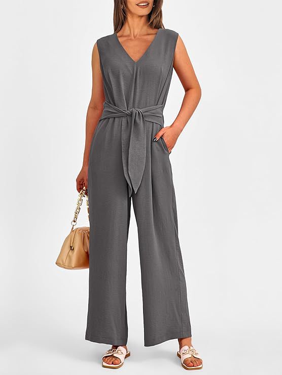 V-neck wide-leg jumpsuit
