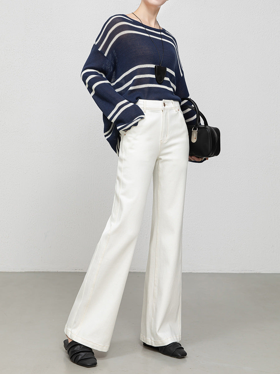 High-Waisted Flared Stretch Denim Jeans for Women