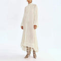 Solid-color dress with long sleeves