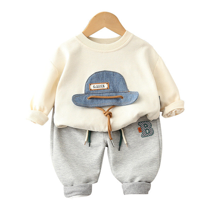 Children's Cotton Two-Piece Set with Cartoon Design