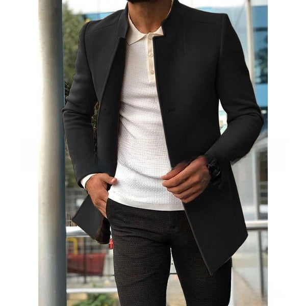 Solid color slim-fit woolen fabric