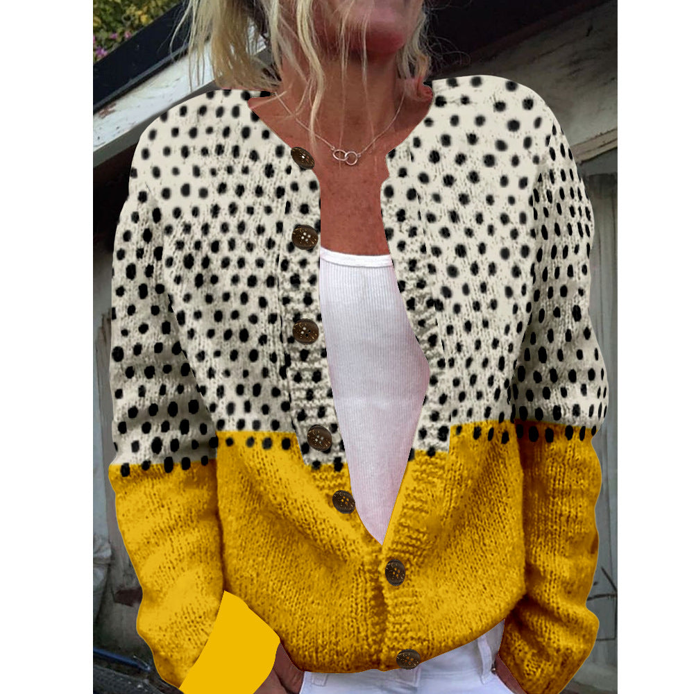 Women's Animal Print Knitted Cardigan