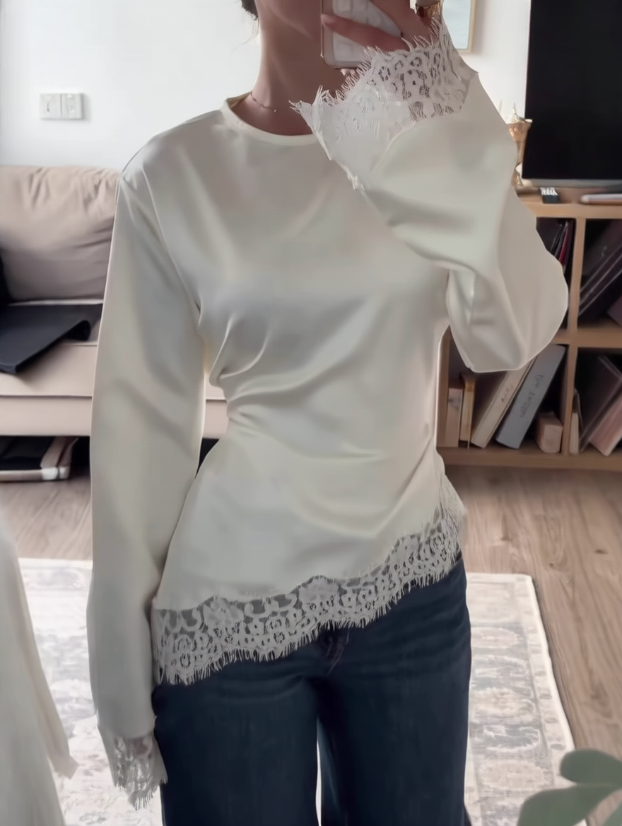 Long Sleeve Lace Base T-shirt